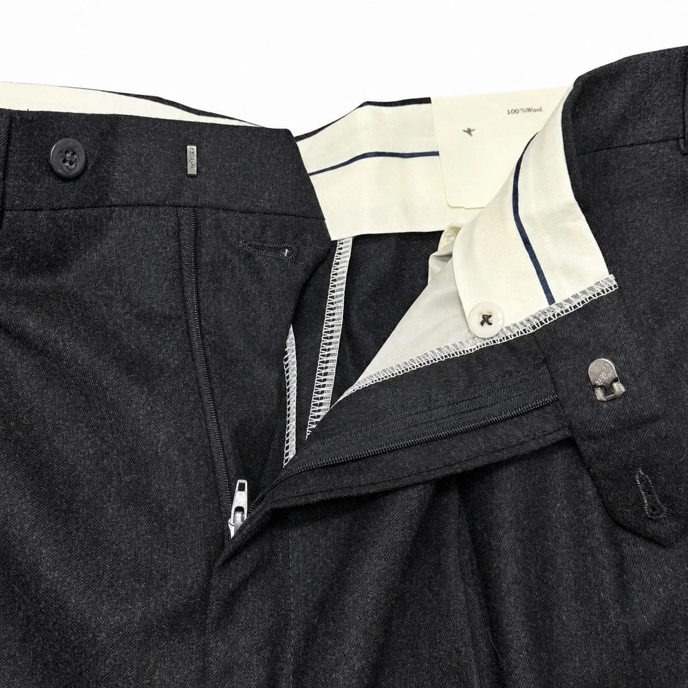 NWT Lauren Ralph Lauren Neil Wool Dress Pants Mens 40x32 Charcoal Pleated Cuffed